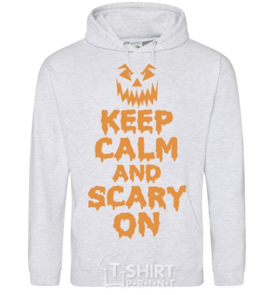 Men`s hoodie Keep calm and scary on sport-grey фото