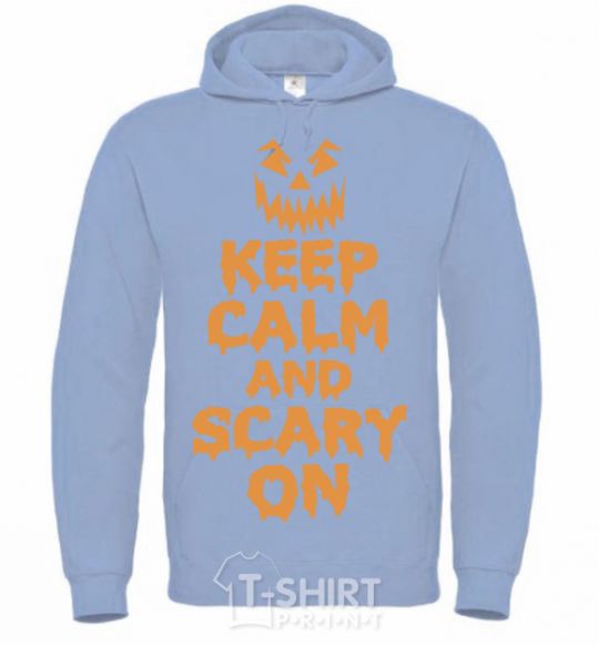 Men`s hoodie Keep calm and scary on sky-blue фото