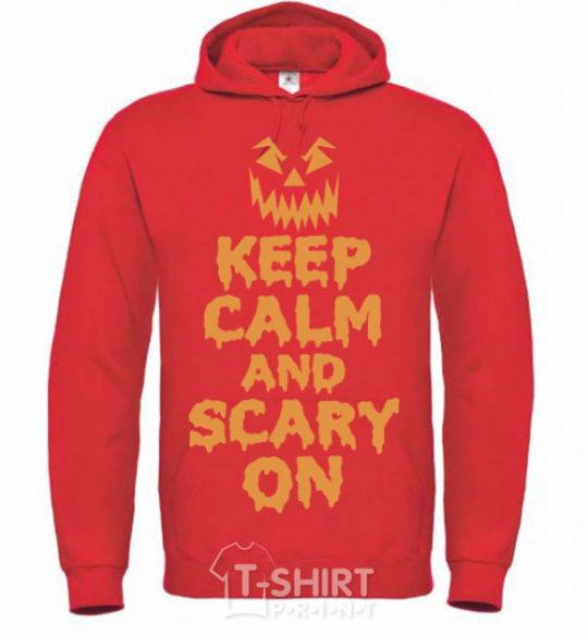 Men`s hoodie Keep calm and scary on bright-red фото