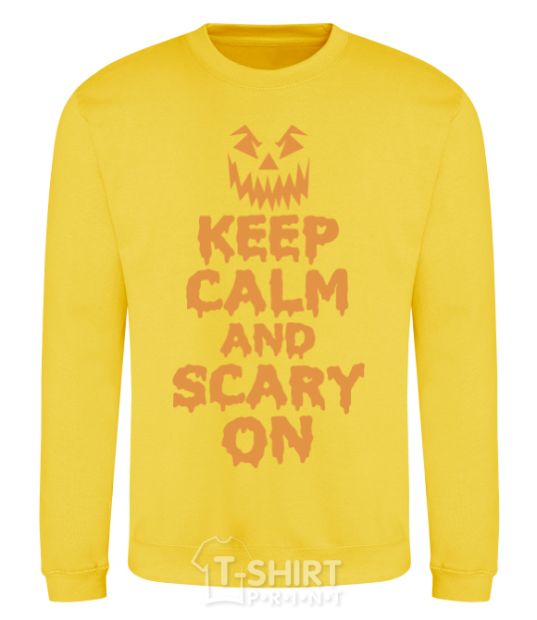 Sweatshirt Keep calm and scary on yellow фото