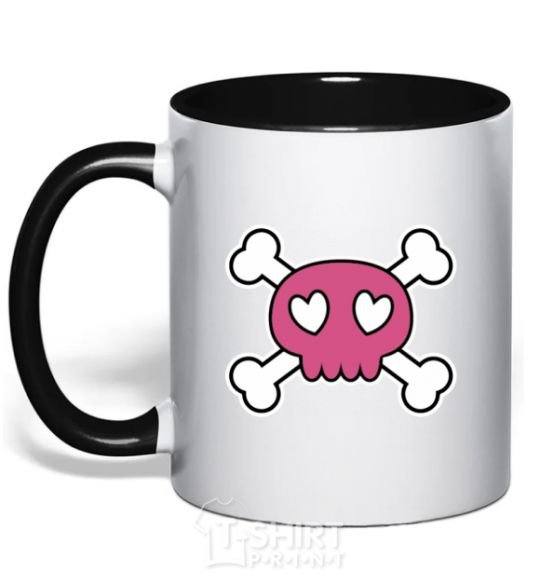 Mug with a colored handle Skull black фото