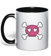 Mug with a colored handle Skull black фото