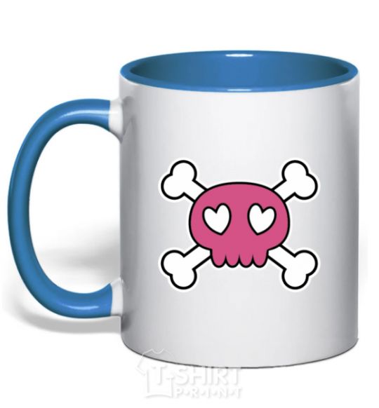 Mug with a colored handle Skull royal-blue фото