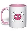 Mug with a colored handle Skull light-pink фото