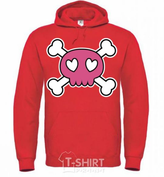 Men`s hoodie Skull bright-red фото