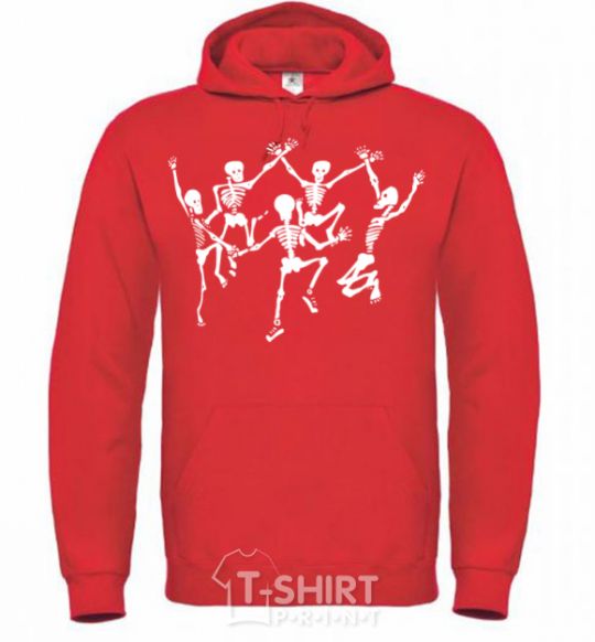 Men`s hoodie dance skeleton bright-red фото