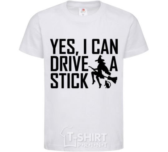 Детская футболка yes i can drive a stick Белый фото