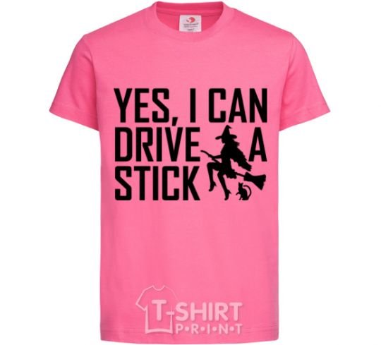 Детская футболка yes i can drive a stick Ярко-розовый фото