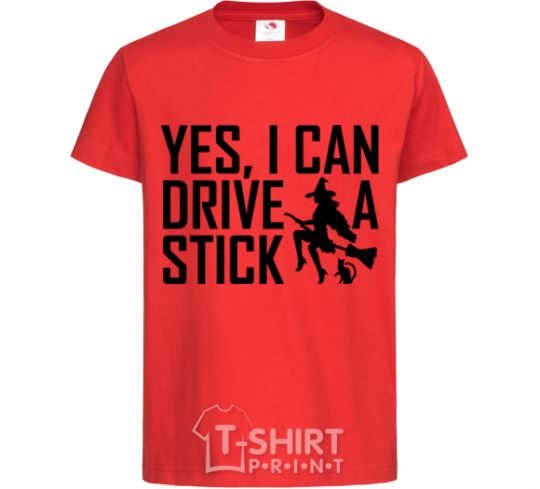 Детская футболка yes i can drive a stick Красный фото