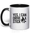 Mug with a colored handle yes i can drive a stick black фото