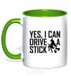 Mug with a colored handle yes i can drive a stick kelly-green фото