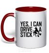 Mug with a colored handle yes i can drive a stick red фото