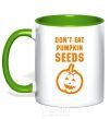Mug with a colored handle dont eat pumpkin seeds kelly-green фото