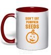 Mug with a colored handle dont eat pumpkin seeds red фото