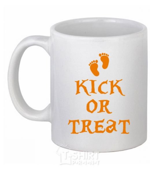 Ceramic mug kick or treat White фото