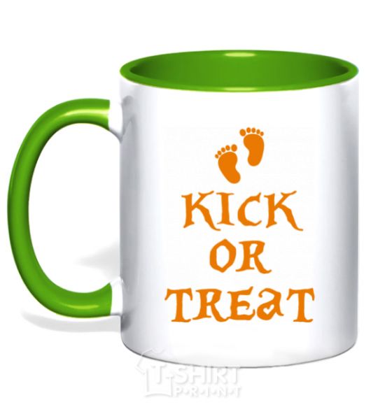 Mug with a colored handle kick or treat kelly-green фото