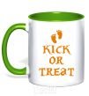 Mug with a colored handle kick or treat kelly-green фото