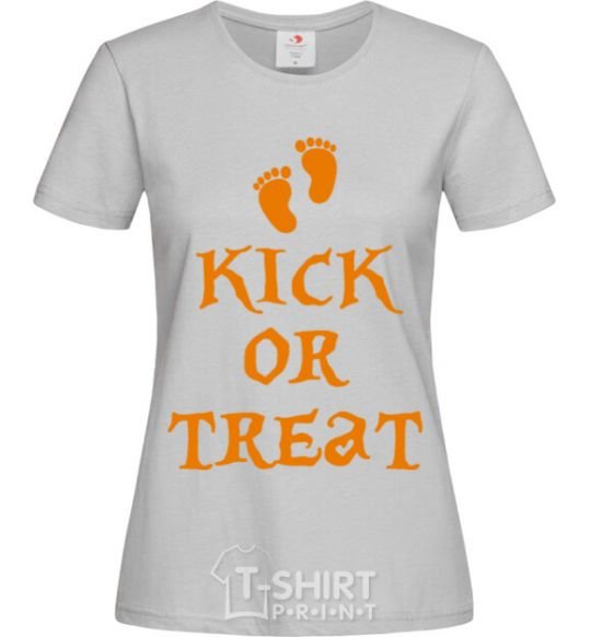 Women's T-shirt kick or treat grey фото