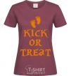 Women's T-shirt kick or treat burgundy фото