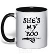 Mug with a colored handle shes my boo black фото