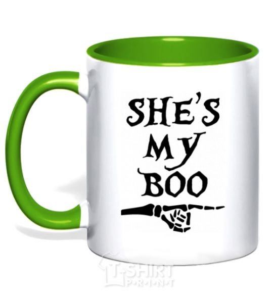 Mug with a colored handle shes my boo kelly-green фото