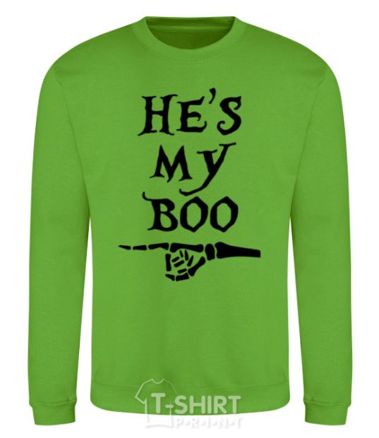 Sweatshirt he's my boo orchid-green фото