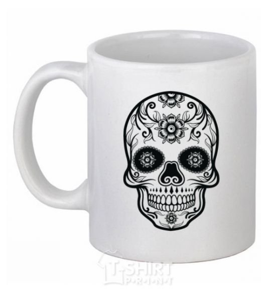 Ceramic mug mexican skull White фото