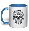 Mug with a colored handle mexican skull royal-blue фото