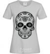 Women's T-shirt mexican skull grey фото
