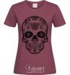Women's T-shirt mexican skull burgundy фото