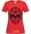 Women's T-shirt mexican skull red фото
