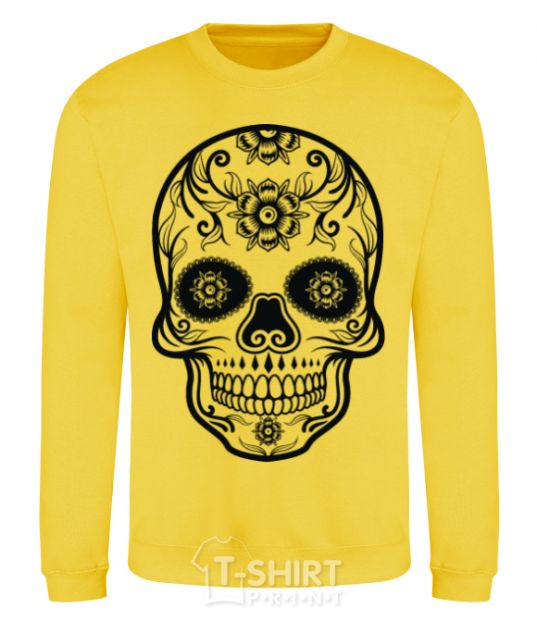 Sweatshirt mexican skull yellow фото