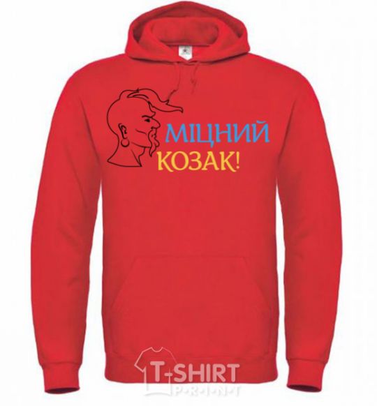 Men`s hoodie A strong Cossack bright-red фото