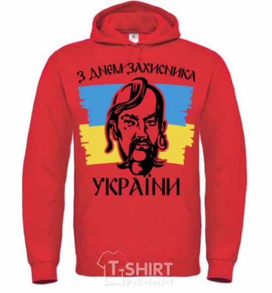 Men`s hoodie Happy Defender of Ukraine Day bright-red фото
