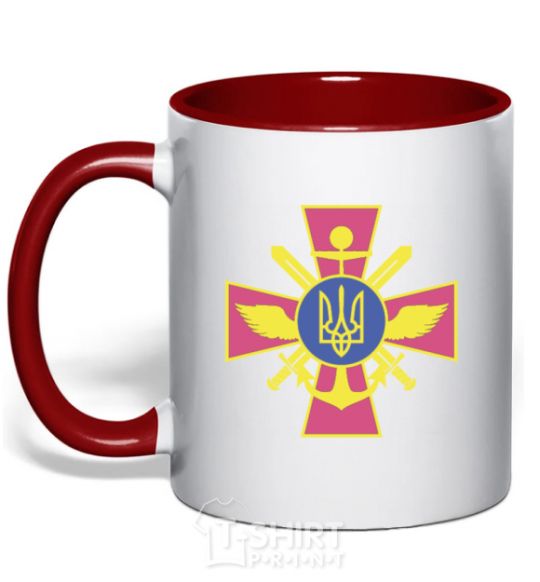 Mug with a colored handle The Armed Forces of Ukraine red фото