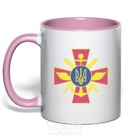 Mug with a colored handle The Armed Forces of Ukraine light-pink фото