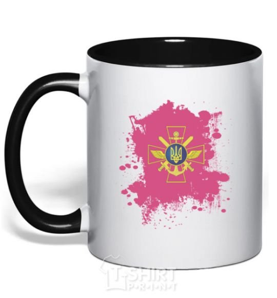 Mug with a colored handle The Armed Forces of Ukraine PINK black фото