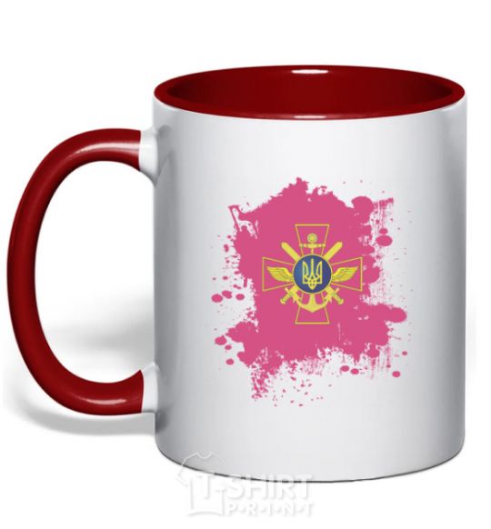 Mug with a colored handle The Armed Forces of Ukraine PINK red фото