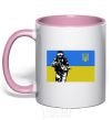 Mug with a colored handle Defender version 2 light-pink фото