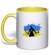 Mug with a colored handle Kozak yellow фото