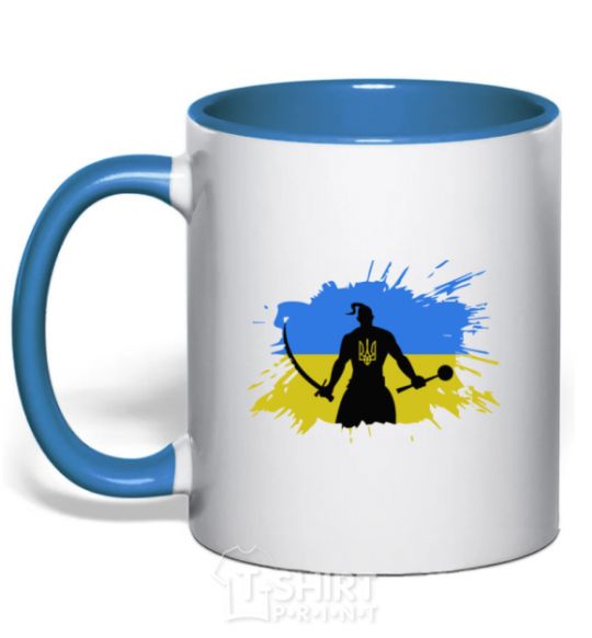 Mug with a colored handle Kozak royal-blue фото
