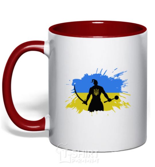 Mug with a colored handle Kozak red фото