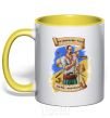 Mug with a colored handle Cossack family has no translation yellow фото