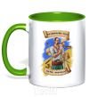 Mug with a colored handle Cossack family has no translation kelly-green фото