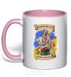 Mug with a colored handle Cossack family has no translation light-pink фото