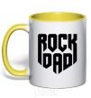 Mug with a colored handle Rock dad yellow фото