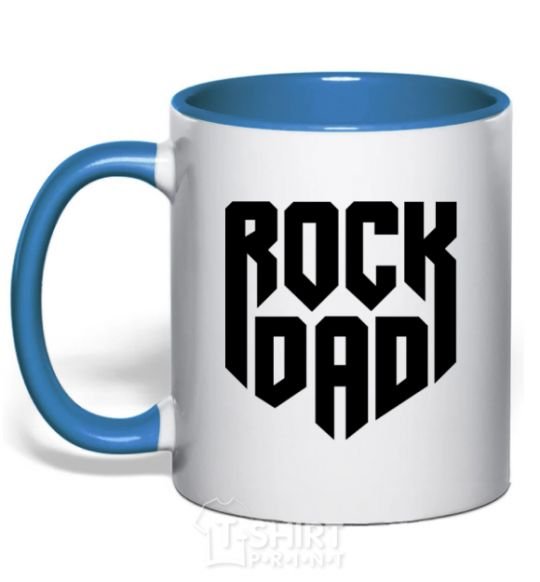 Mug with a colored handle Rock dad royal-blue фото