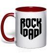 Mug with a colored handle Rock dad red фото