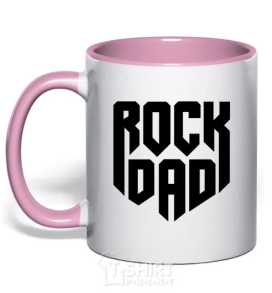 Mug with a colored handle Rock dad light-pink фото