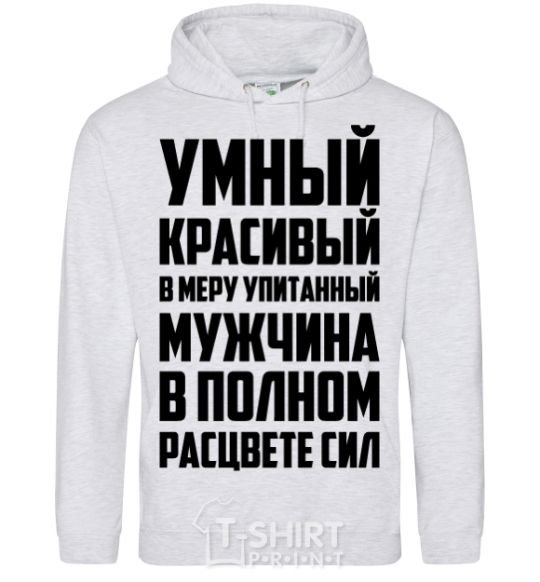 Men`s hoodie Smart, handsome, moderately well-fed sport-grey фото